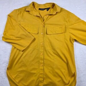 Counterparts Button Down Shirt Womens 10 Yellow Excellent Cotton Utility Pocket‎